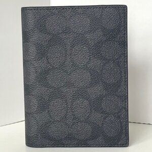 Coach Signature Passport Holder Card Case CW170 Black Charcoal Slim Wallet NWT